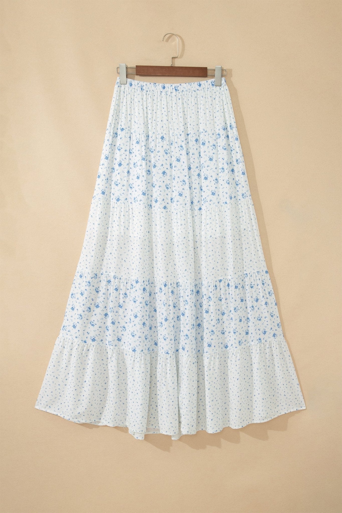 Floral Patchwork High Waist Tiered Maxi Skirt - Rooted & Reckless Co.