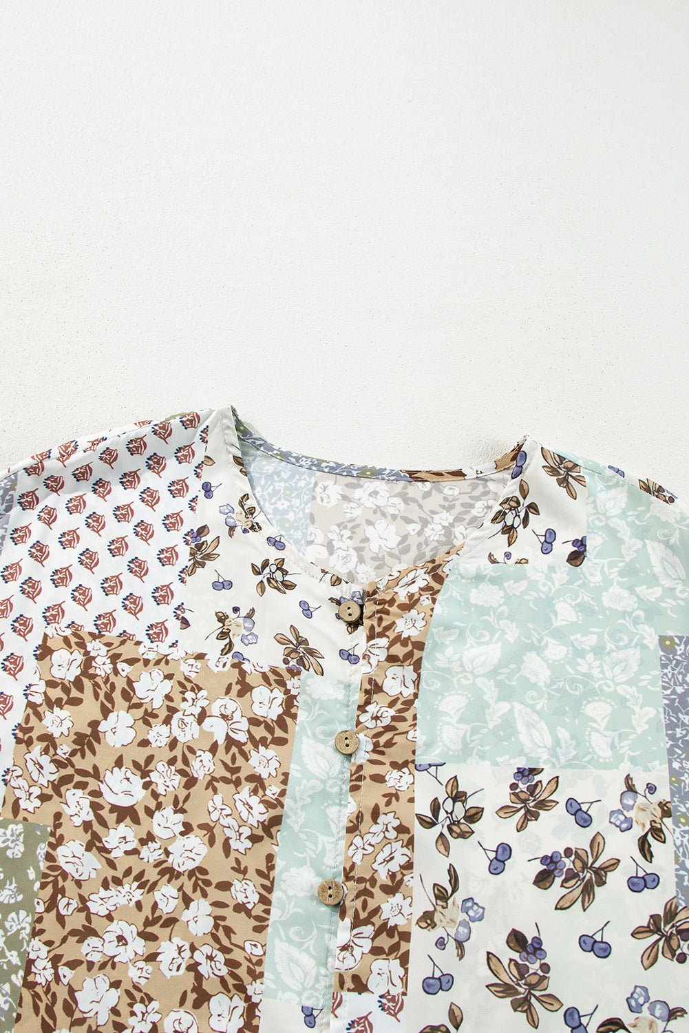 Floral Patchwork Long Puff Sleeve Shirt - Rooted & Reckless Co.