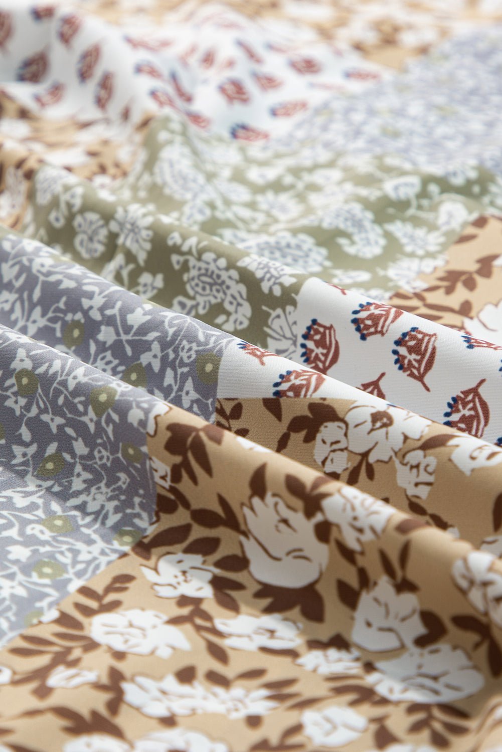 Floral Patchwork Long Puff Sleeve Shirt - Rooted & Reckless Co.