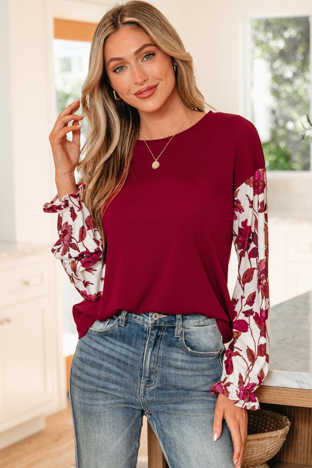 Floral Patchwork Long Sleeve Top - Rooted & Reckless Co.
