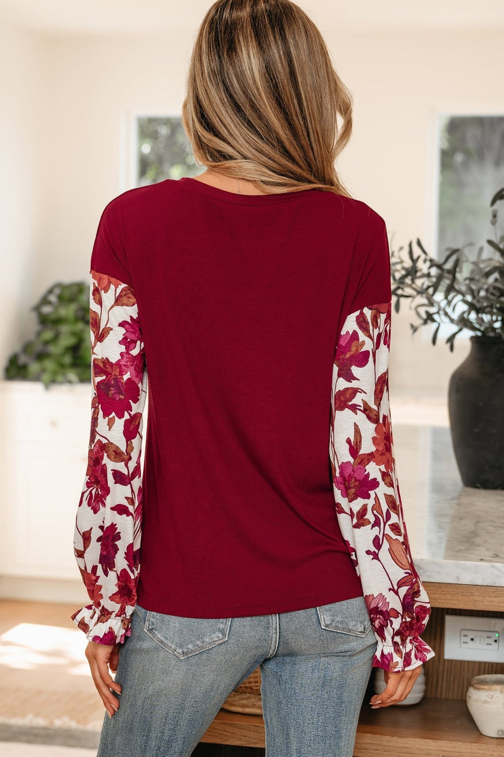 Floral Patchwork Long Sleeve Top - Rooted & Reckless Co.