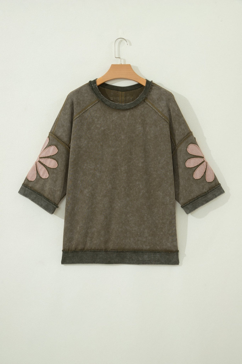 Floral Patchwork Mineral Wash Exposed Seam Top - Rooted & Reckless Co.