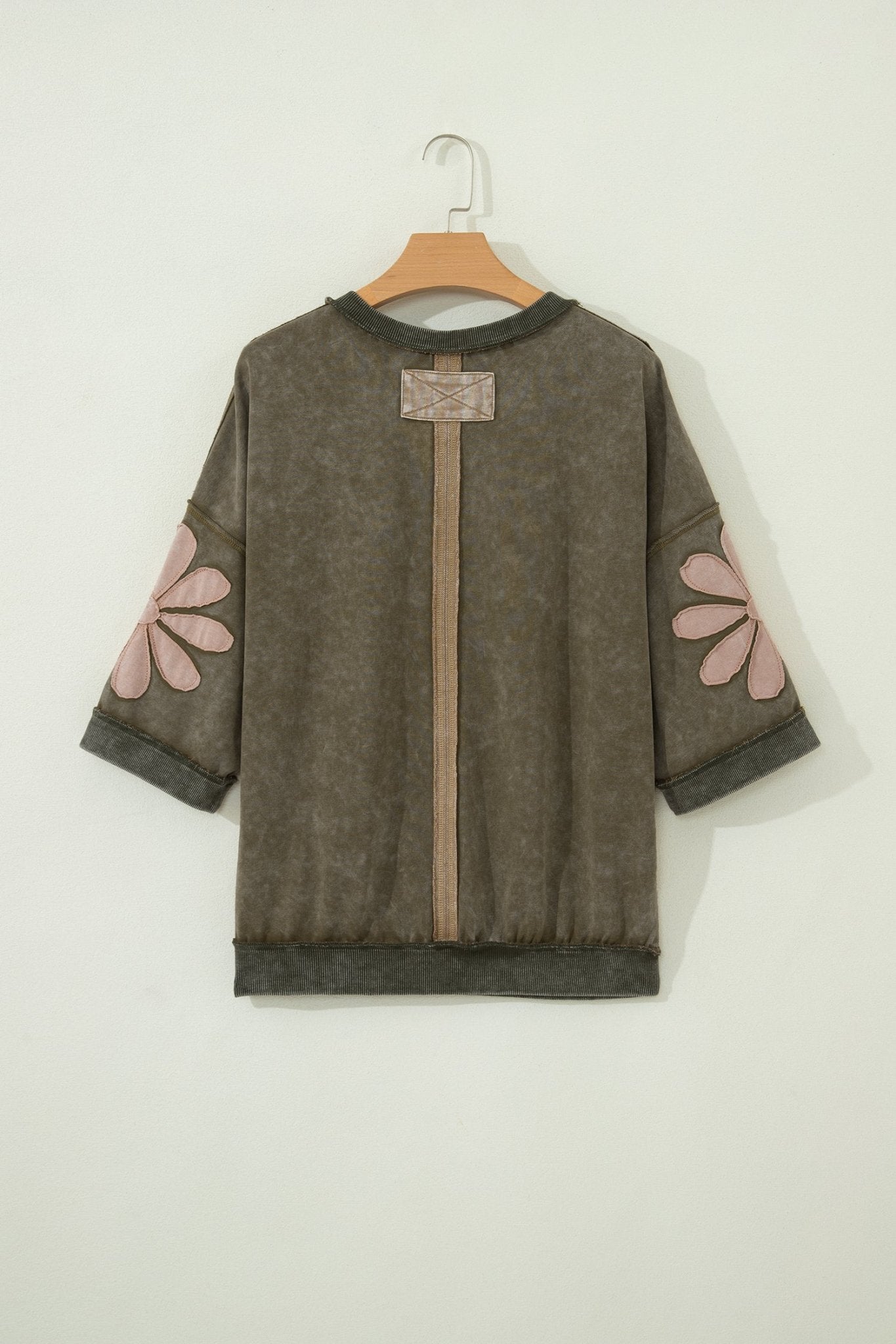 Floral Patchwork Mineral Wash Exposed Seam Top - Rooted & Reckless Co.