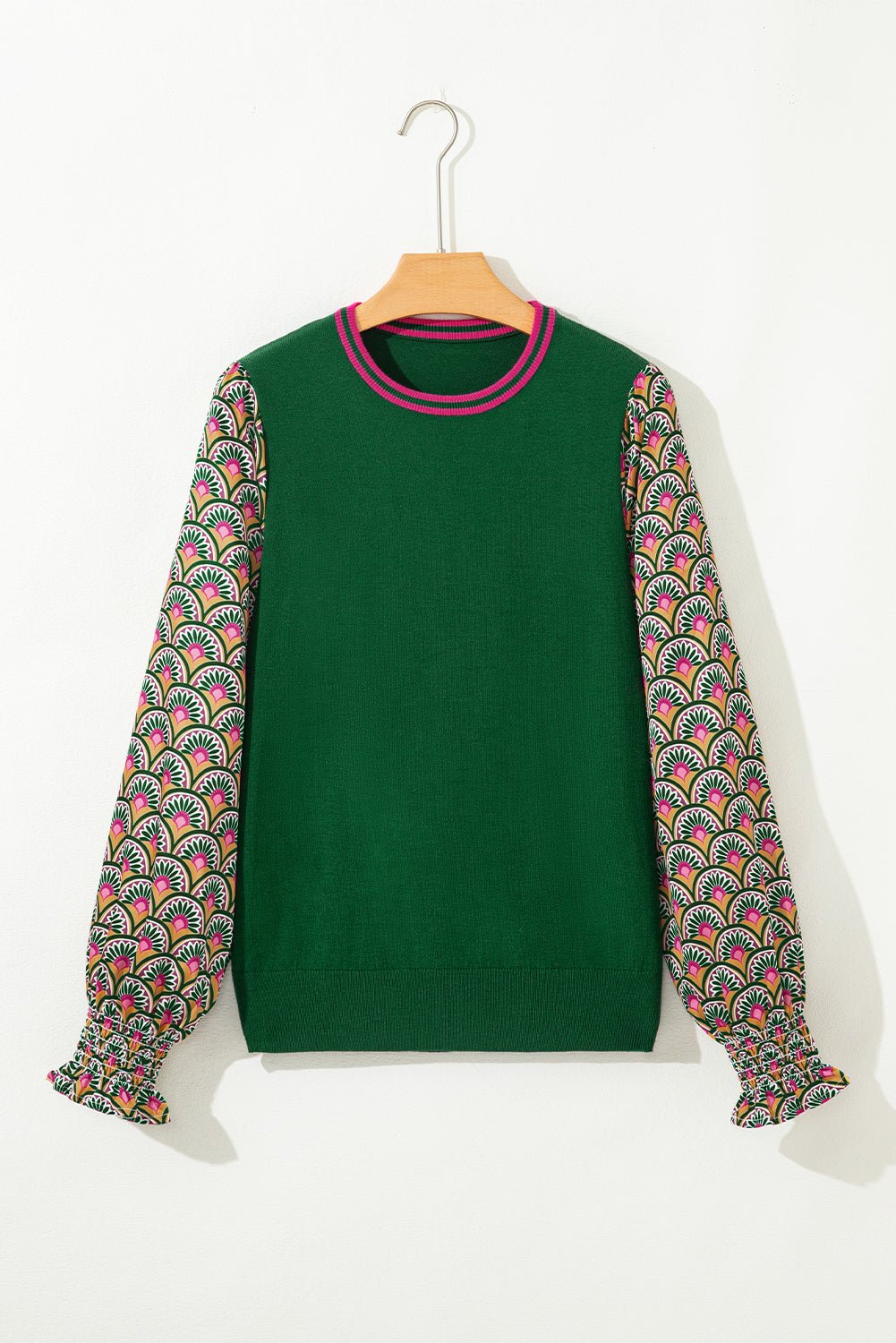 Floral Patchwork Puff Sleeve Sweater - Rooted & Reckless Co.