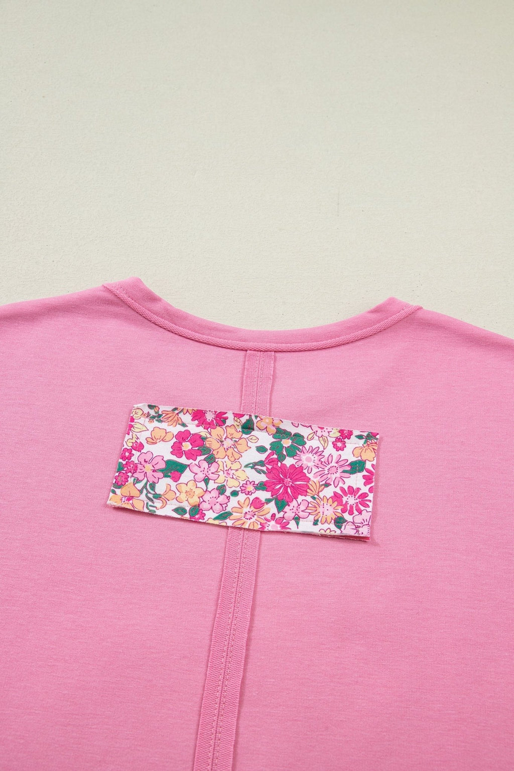 Floral Patchwork Raw Seam Oversize Tee - Rooted & Reckless Co.