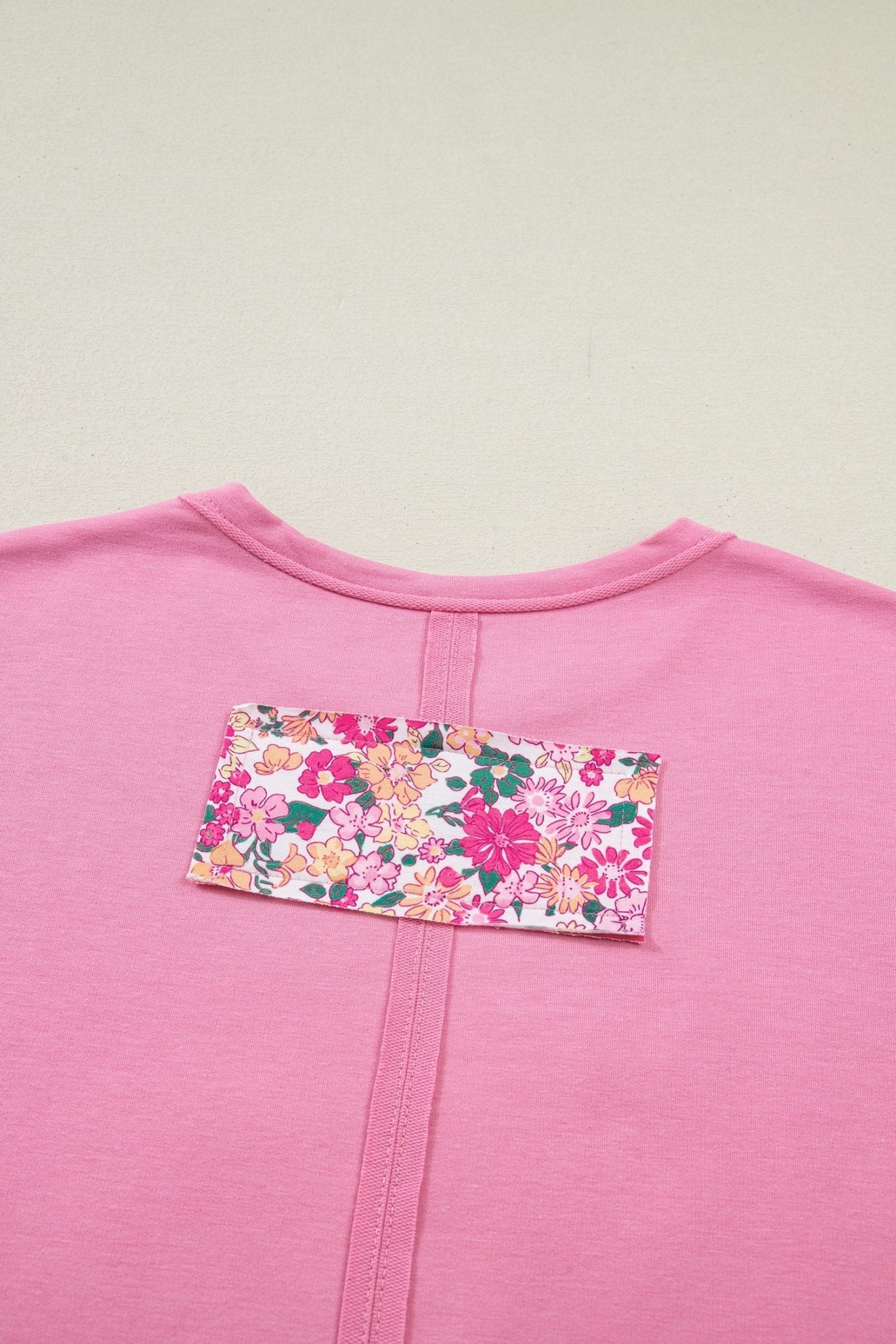 Floral Patchwork Raw Seam Oversize Tee - Rooted & Reckless Co.