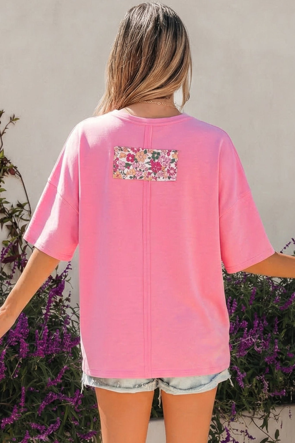 Floral Patchwork Raw Seam Oversize Tee - Rooted & Reckless Co.