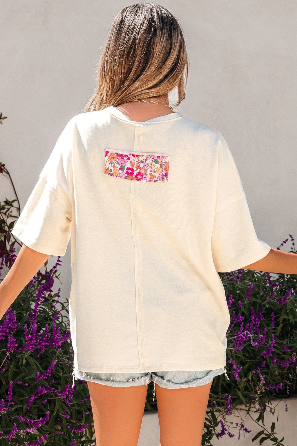 Floral Patchwork Raw Seam Oversize Tee - Rooted & Reckless Co.