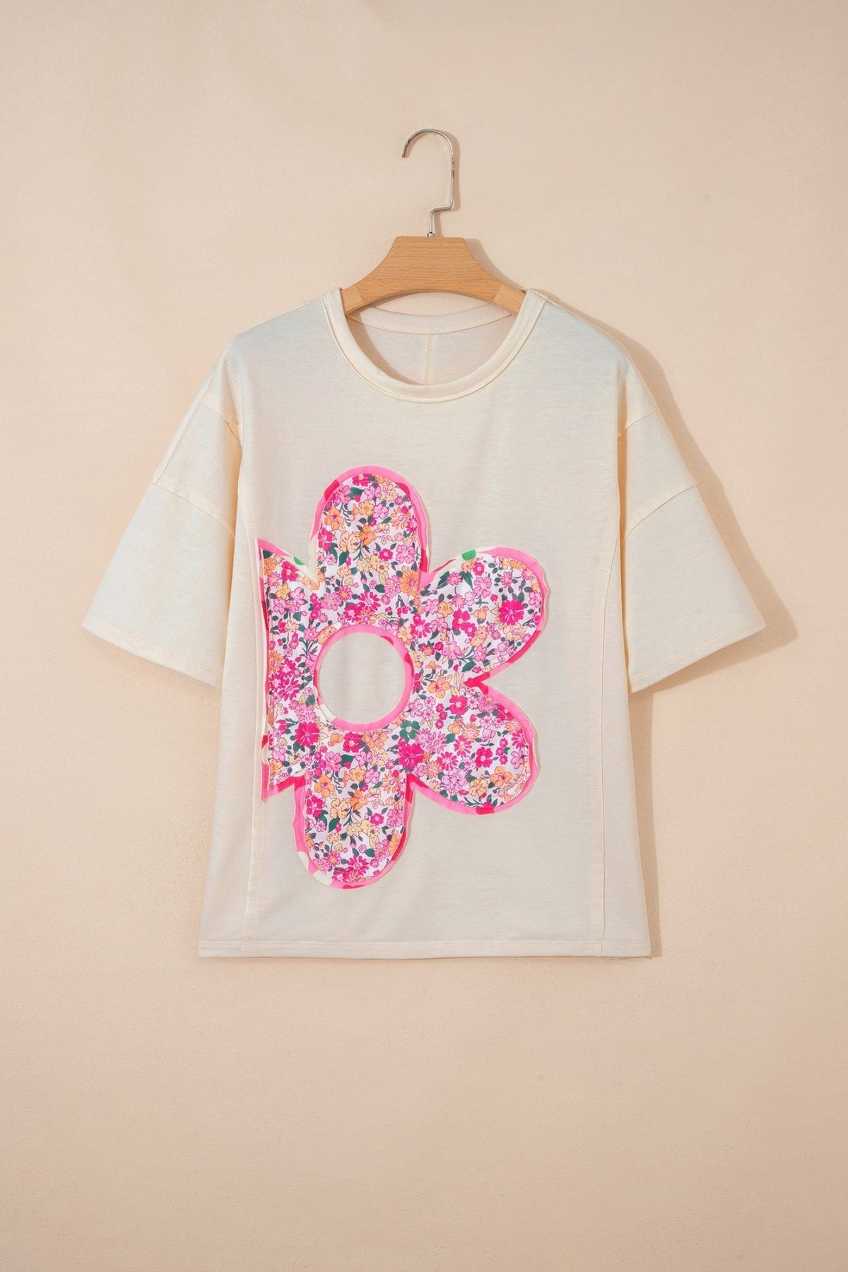 Floral Patchwork Raw Seam Oversize Tee - Rooted & Reckless Co.