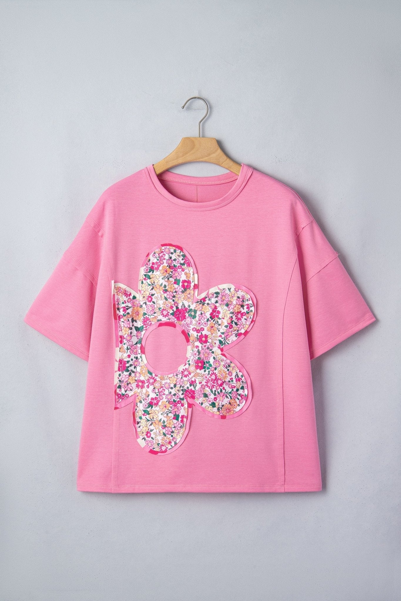 Floral Patchwork Raw Seam Oversize Tee - Rooted & Reckless Co.