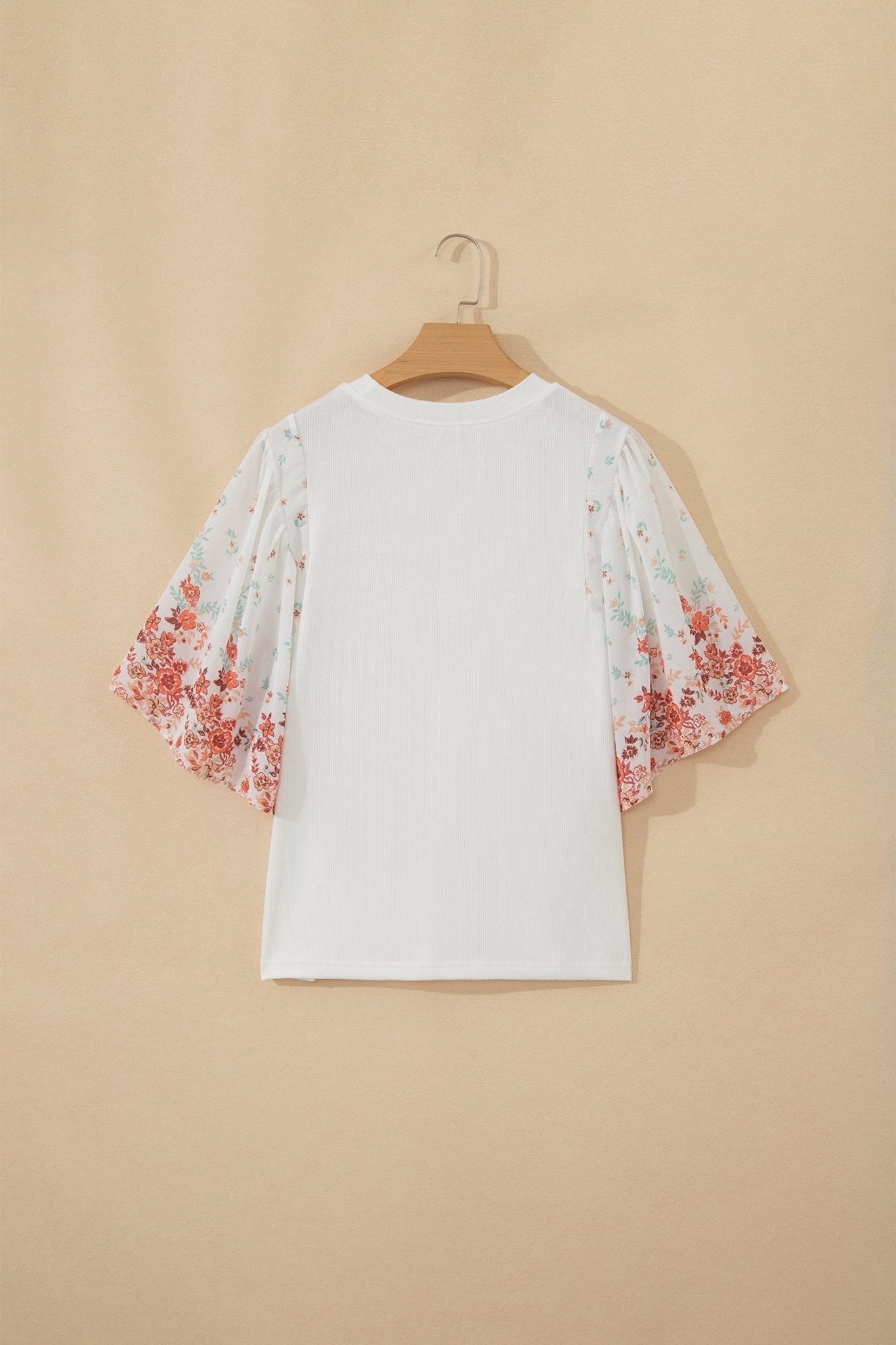 Floral Patchwork Ribbed Knit Short Sleeve Top - Rooted & Reckless Co.
