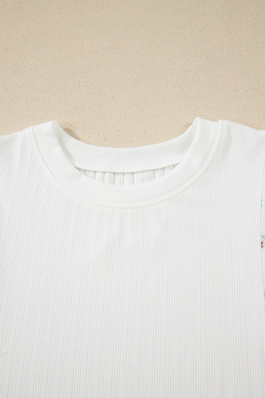 Floral Patchwork Ribbed Knit Short Sleeve Top - Rooted & Reckless Co.