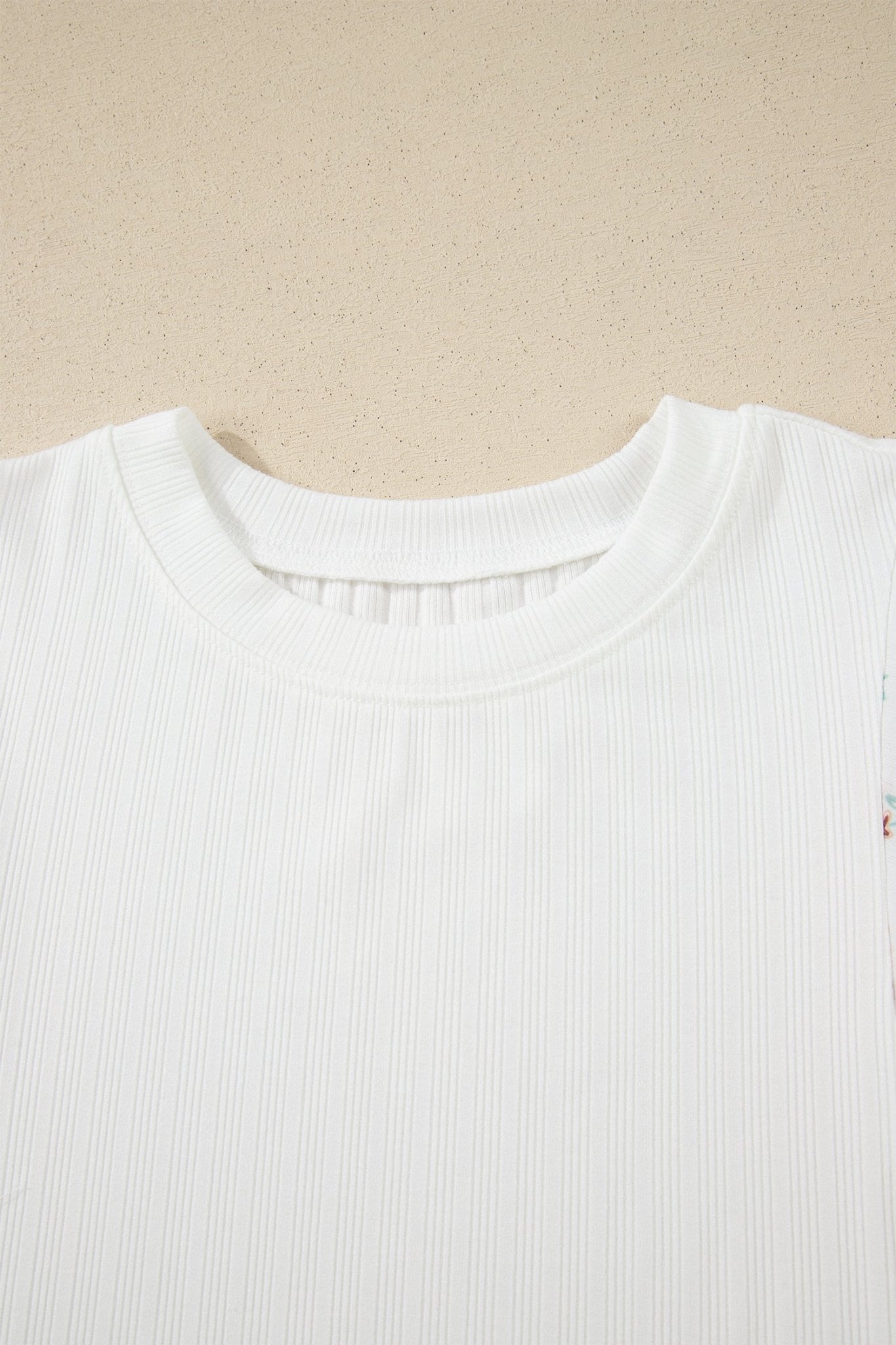Floral Patchwork Ribbed Knit Short Sleeve Top - Rooted & Reckless Co.