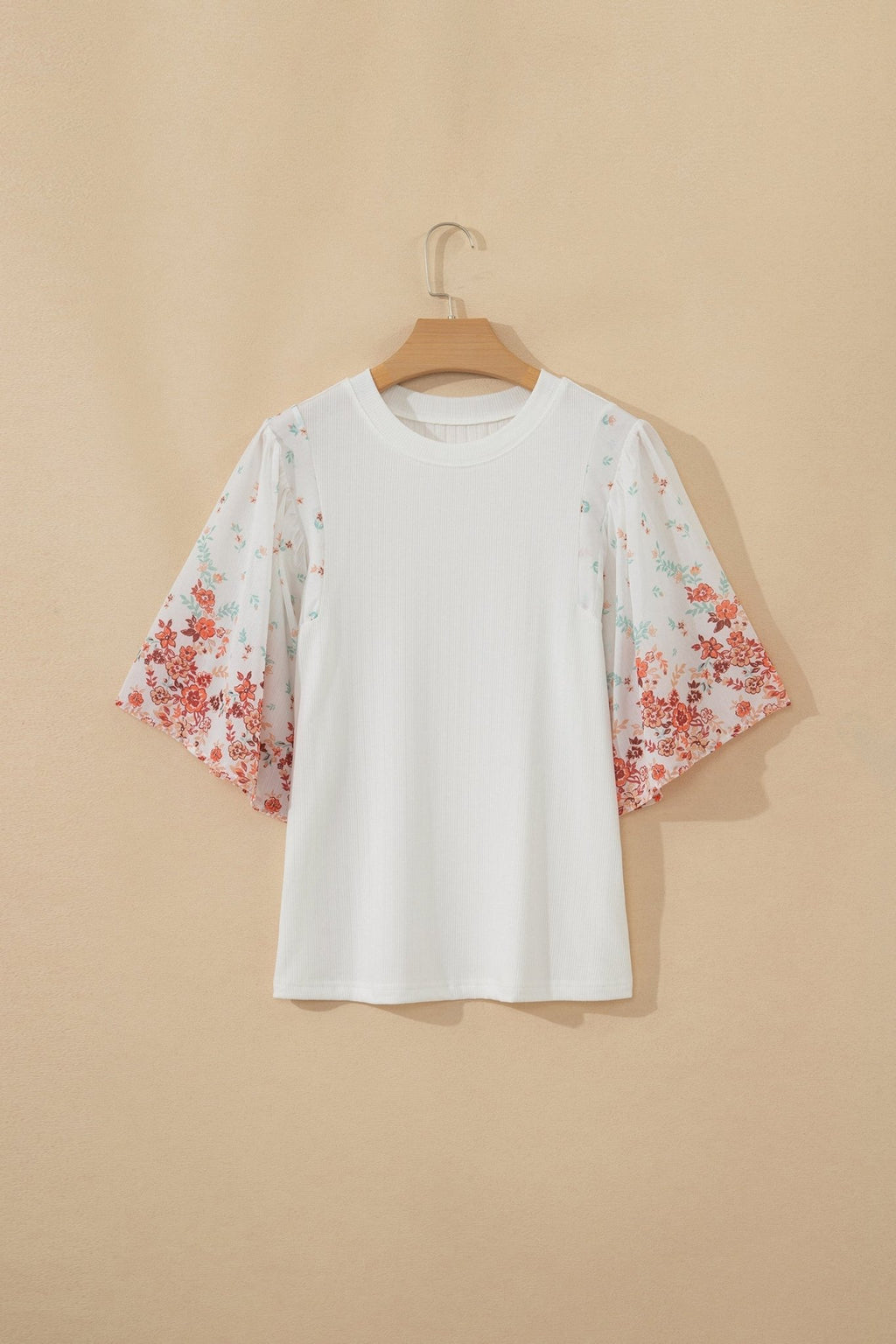 Floral Patchwork Ribbed Knit Short Sleeve Top - Rooted & Reckless Co.