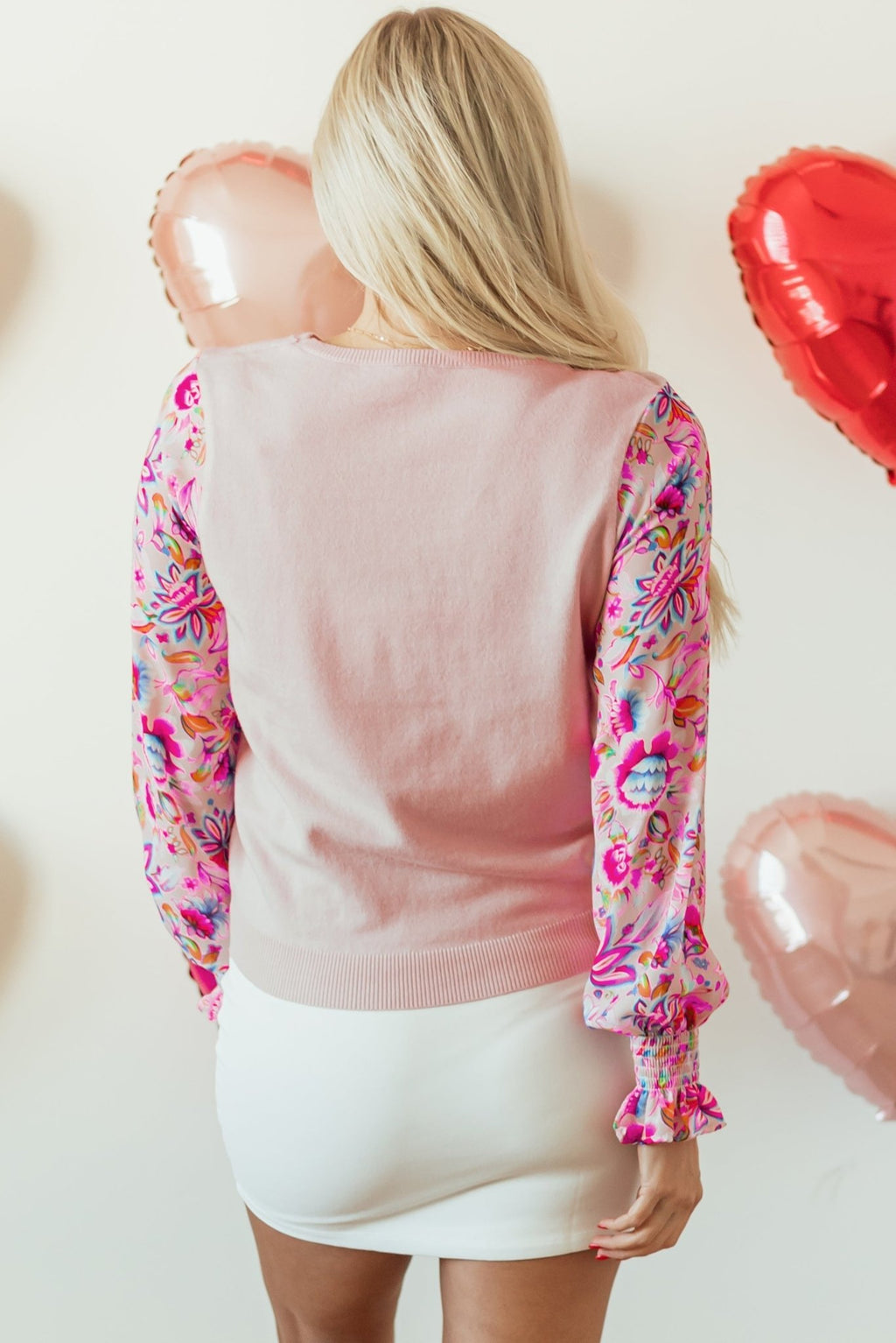 Floral Patchwork Smocked Lantern Sleeve Top - Rooted & Reckless Co.