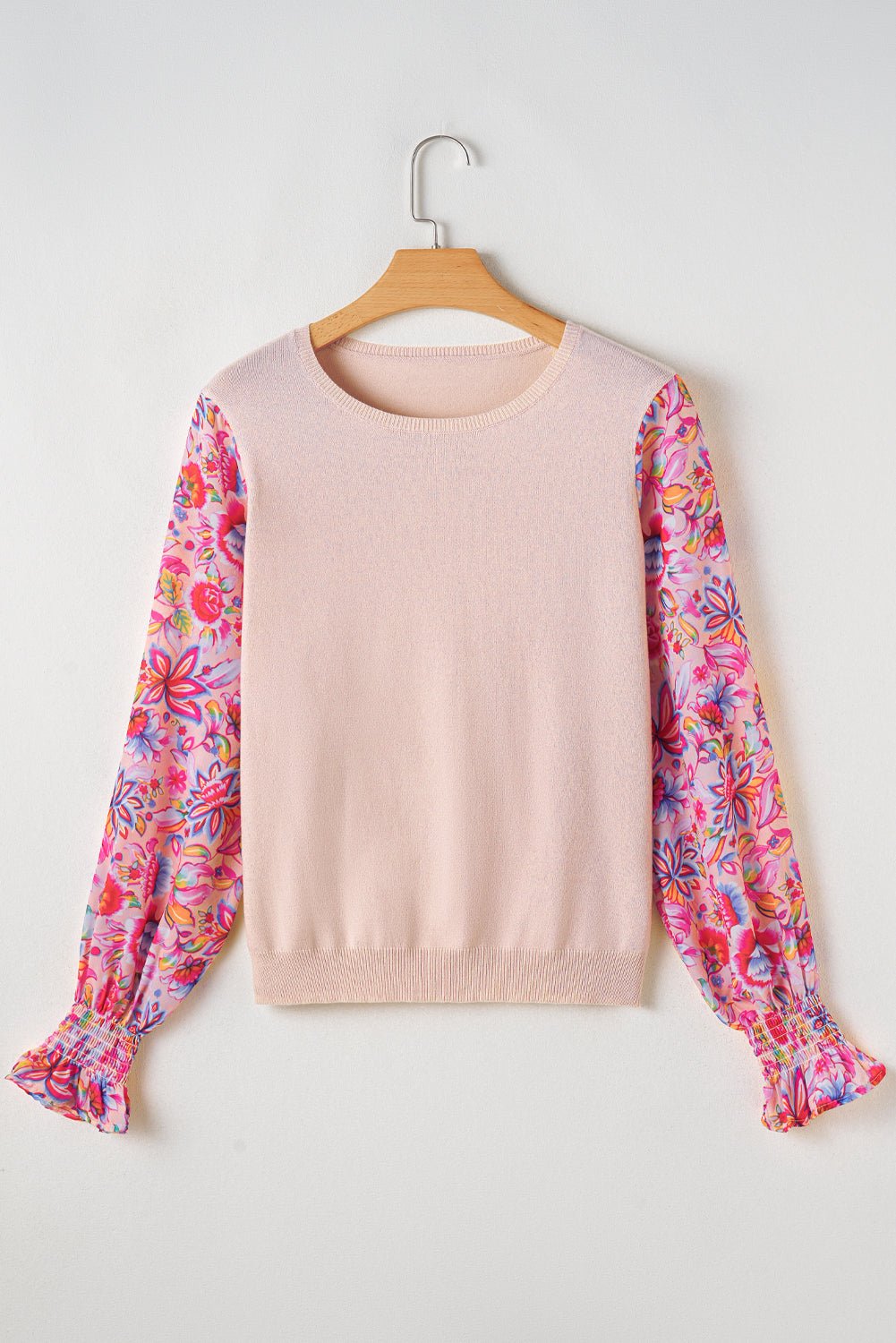Floral Patchwork Smocked Lantern Sleeve Top - Rooted & Reckless Co.