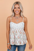 Floral Patchwork Spaghetti Strap Babydoll Top - Rooted & Reckless Co.