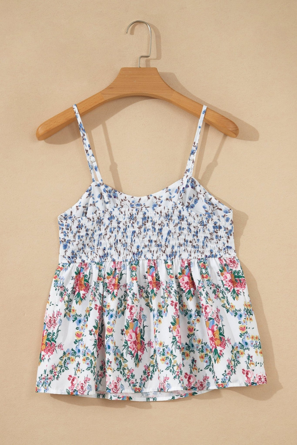 Floral Patchwork Spaghetti Strap Babydoll Top - Rooted & Reckless Co.