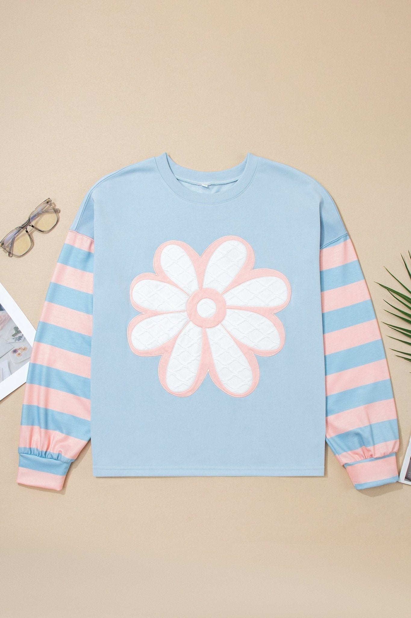 Floral Patchwork Stripe Long Sleeve Top - Rooted & Reckless Co.