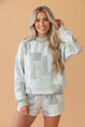 Floral Patchwork Sweatshirt & Drawstring Shorts Set - Rooted & Reckless Co.