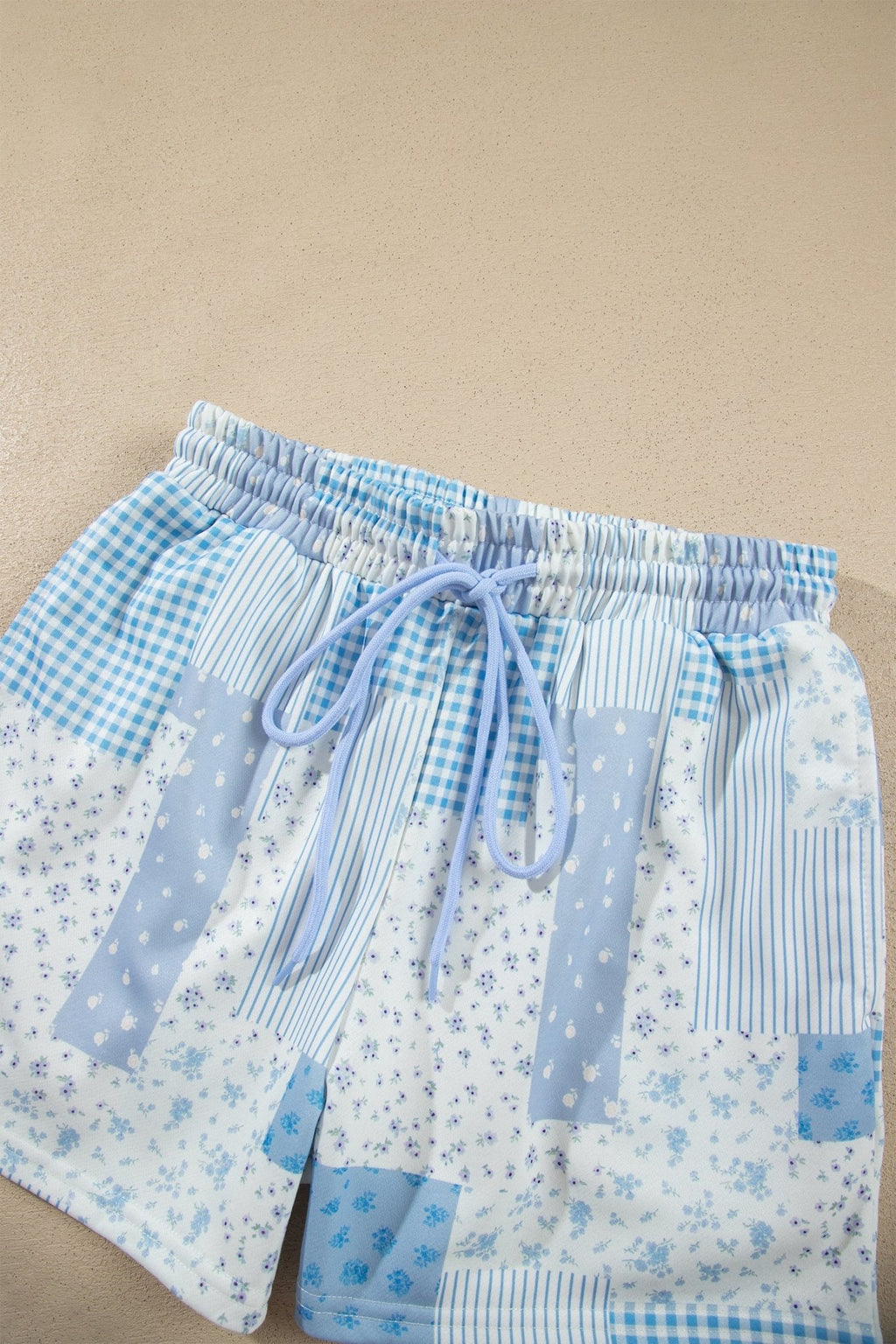 Floral Patchwork Sweatshirt & Drawstring Shorts Set - Rooted & Reckless Co.