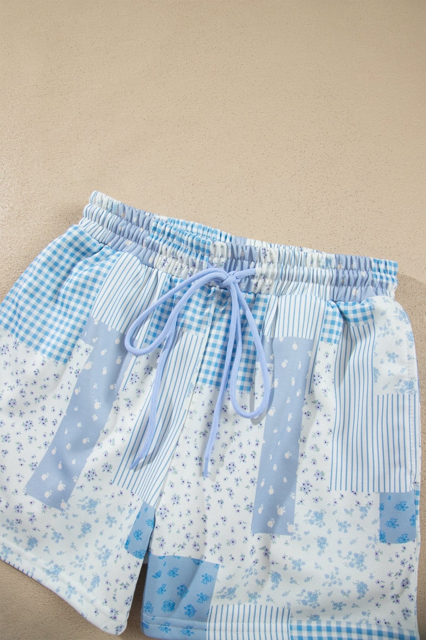 Floral Patchwork Sweatshirt & Drawstring Shorts Set - Rooted & Reckless Co.