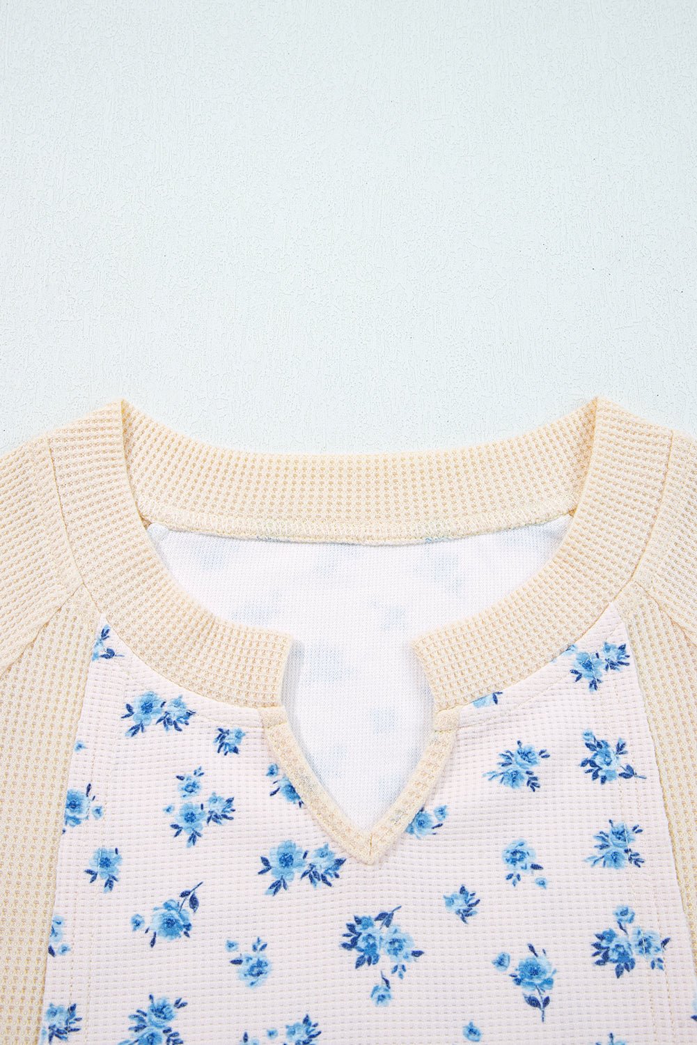 Floral Patchwork Waffle Knit Balloon Sleeve Top - Rooted & Reckless Co.