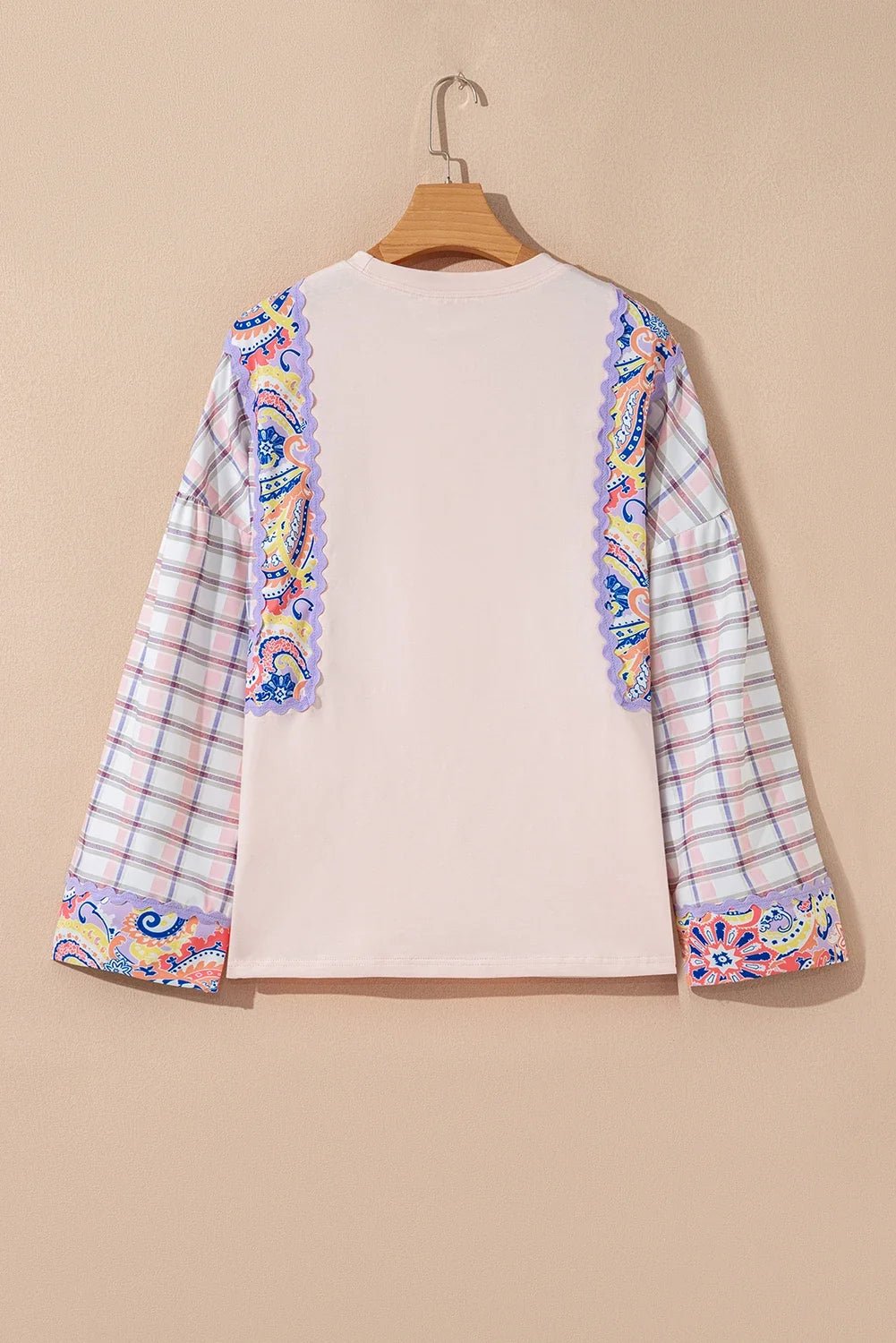 Floral Plaid Patchwork Puff Sleeve Blouse - Rooted & Reckless Co.