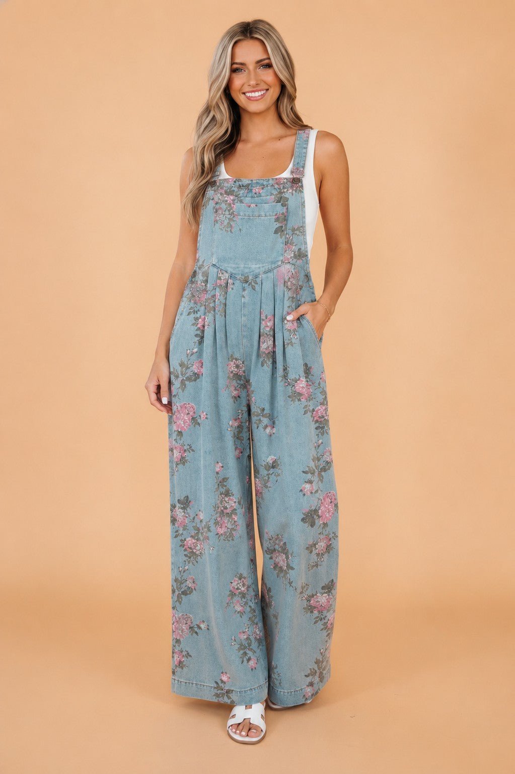 Floral Pleated High Waist Wide Leg Jumpsuit - Rooted & Reckless Co.