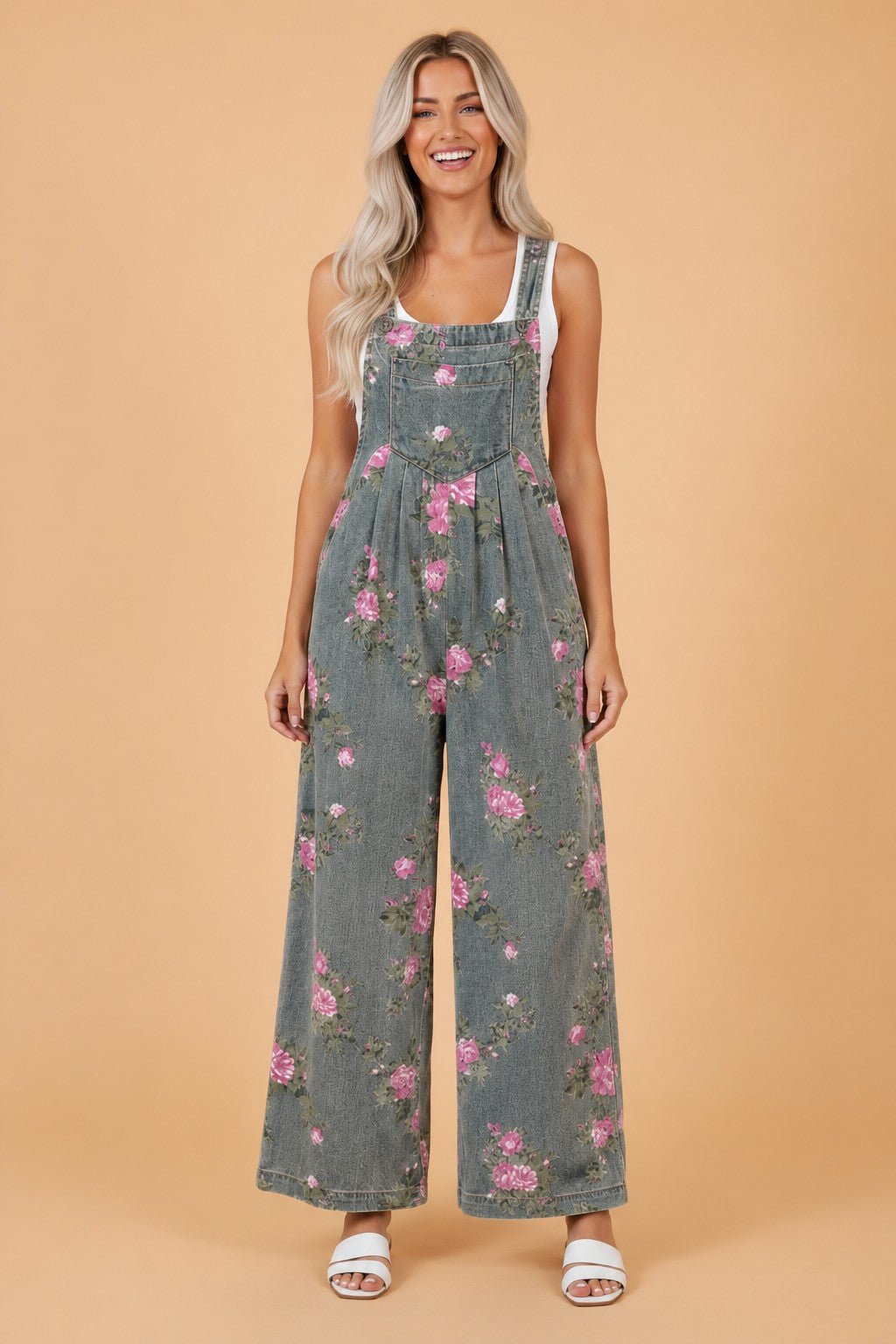 Floral Pleated High Waist Wide Leg Jumpsuit - Rooted & Reckless Co.