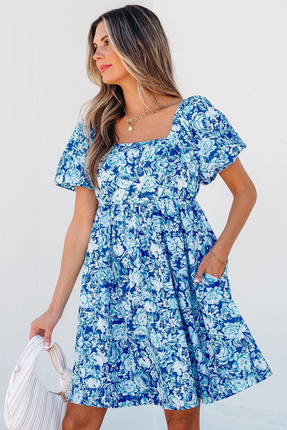 Floral Puff Sleeve Babydoll Mini Dress - Rooted & Reckless Co.