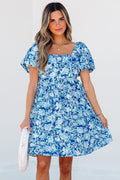 Floral Puff Sleeve Babydoll Mini Dress - Rooted & Reckless Co.