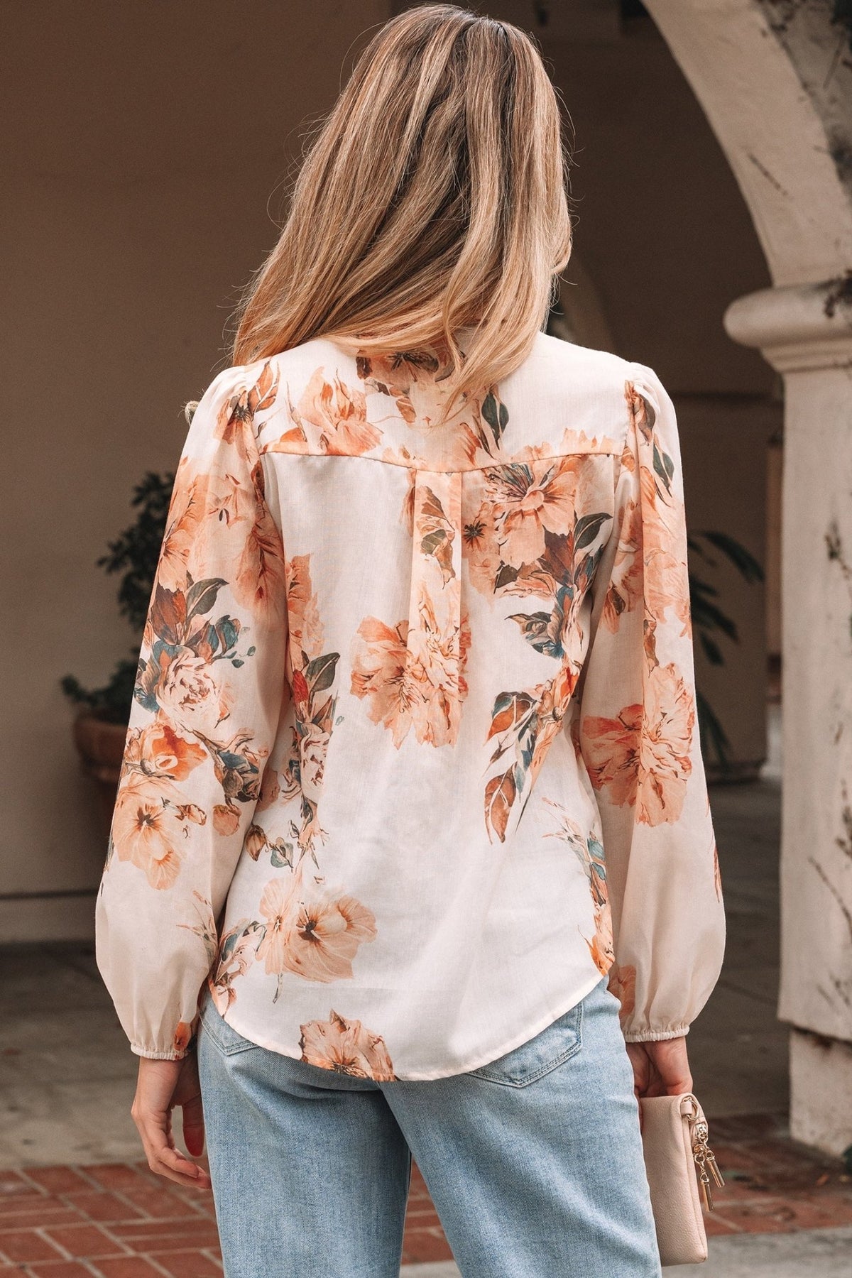 Floral Puff Sleeve Collared Shirt - Rooted & Reckless Co.