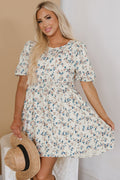 Floral Puff Sleeve Empire Waist Mini Dress - Rooted & Reckless Co.