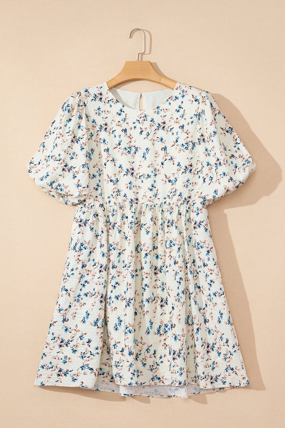 Floral Puff Sleeve Empire Waist Mini Dress - Rooted & Reckless Co.