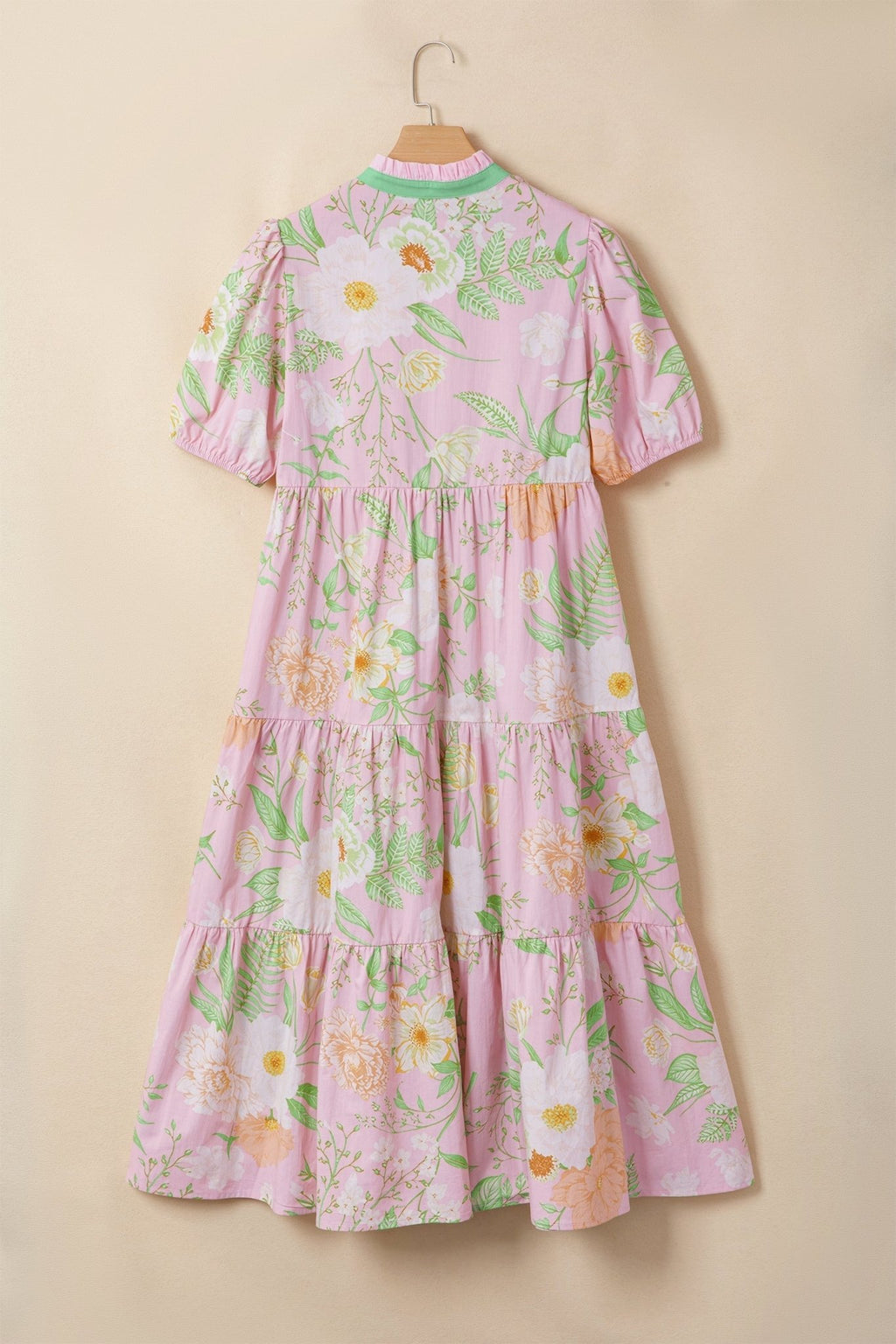 Floral Puff Sleeve Ruffle Tiered Maxi Dress - Rooted & Reckless Co.