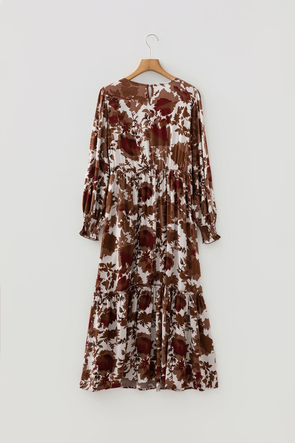 Floral Puff Sleeve Smocked Bodice Ruffle Long Dress - Rooted & Reckless Co.