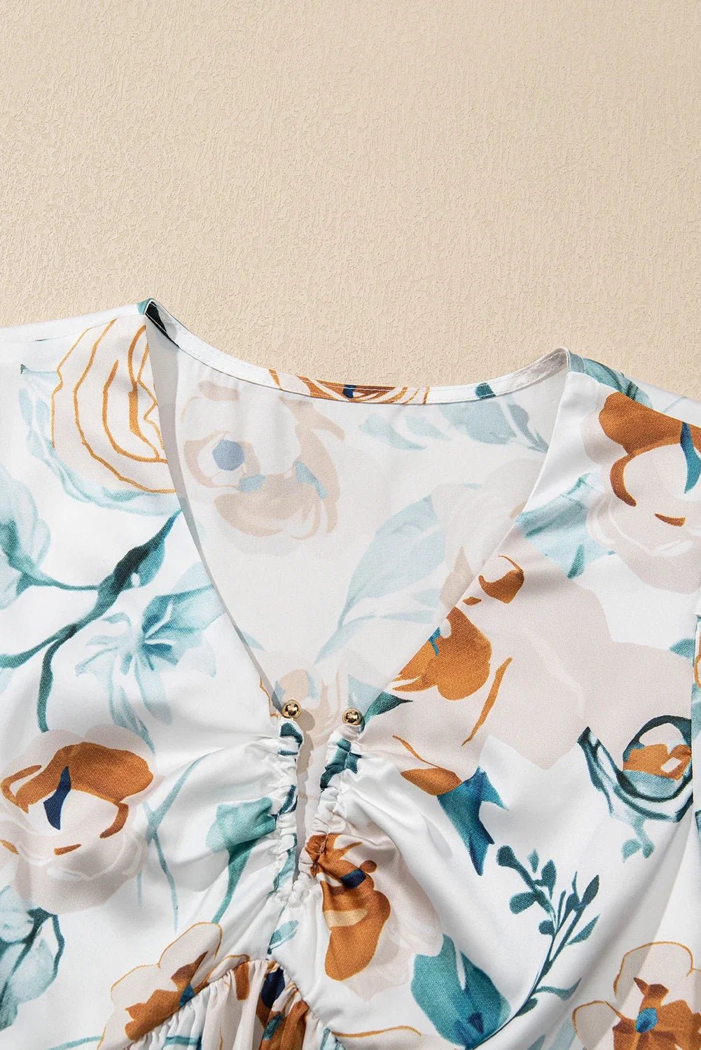 Floral Puff Sleeve V-Neck Babydoll Blouse - Rooted & Reckless Co.
