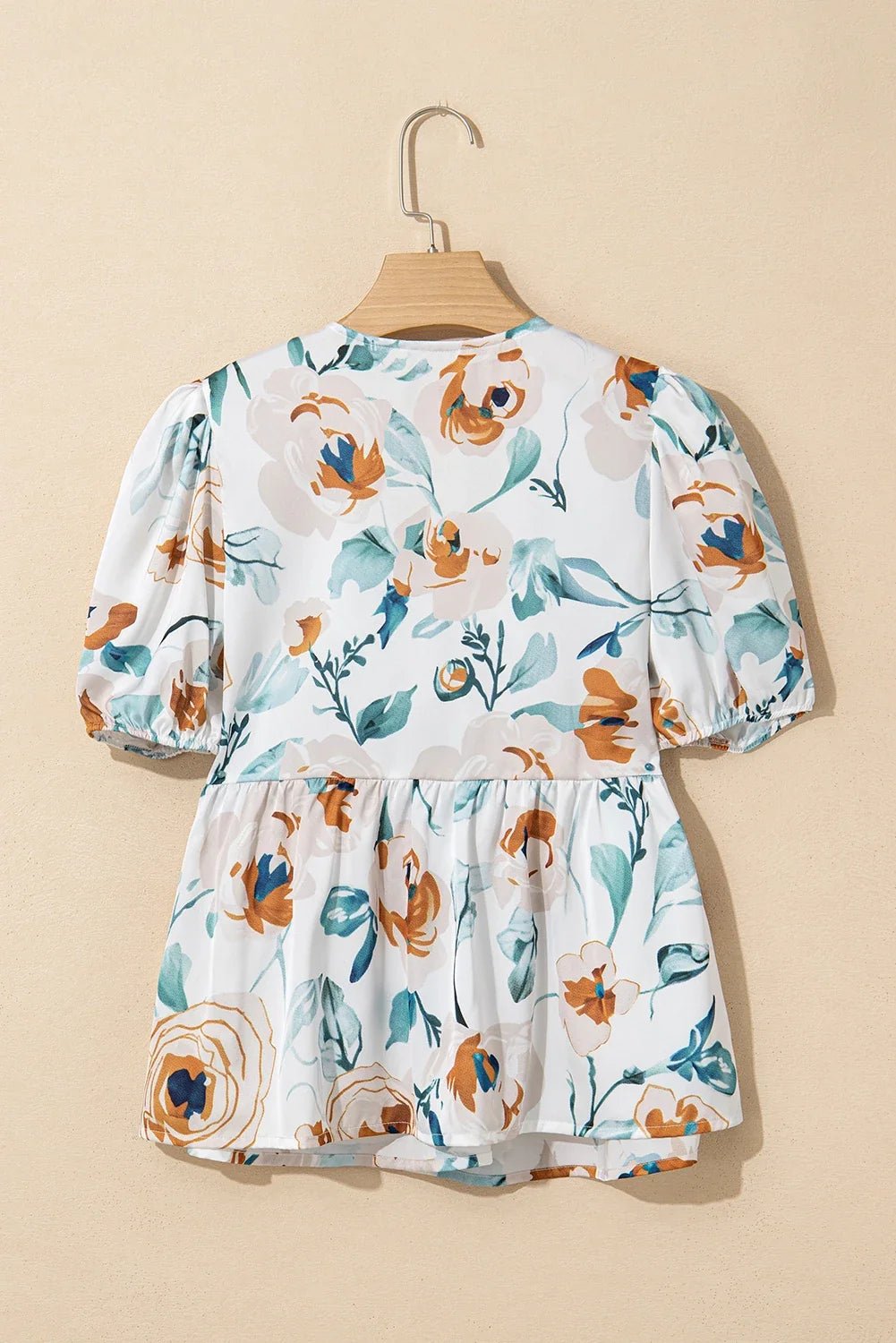 Floral Puff Sleeve V-Neck Babydoll Blouse - Rooted & Reckless Co.