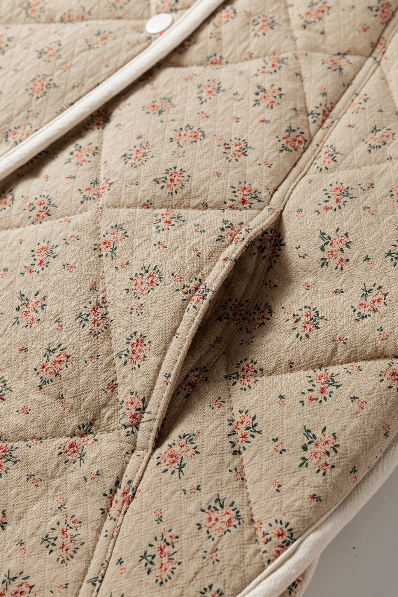 Floral Quilted Button Front Vest - Rooted & Reckless Co.