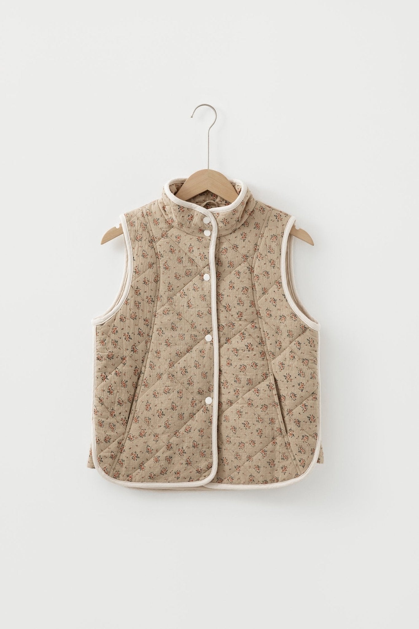 Floral Quilted Button Front Vest - Rooted & Reckless Co.