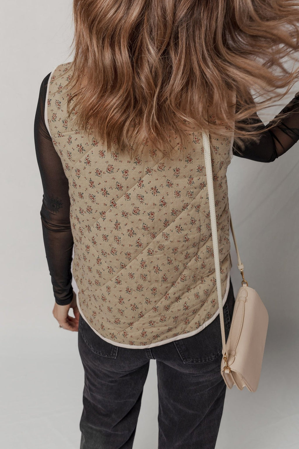 Floral Quilted Button Front Vest - Rooted & Reckless Co.