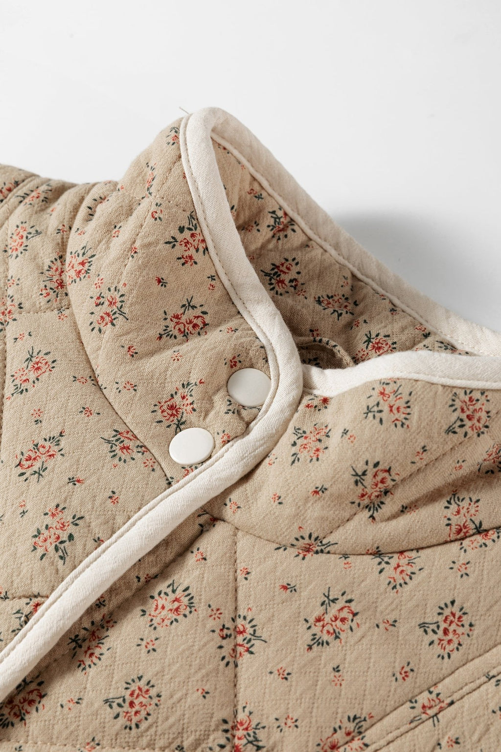Floral Quilted Button Front Vest - Rooted & Reckless Co.