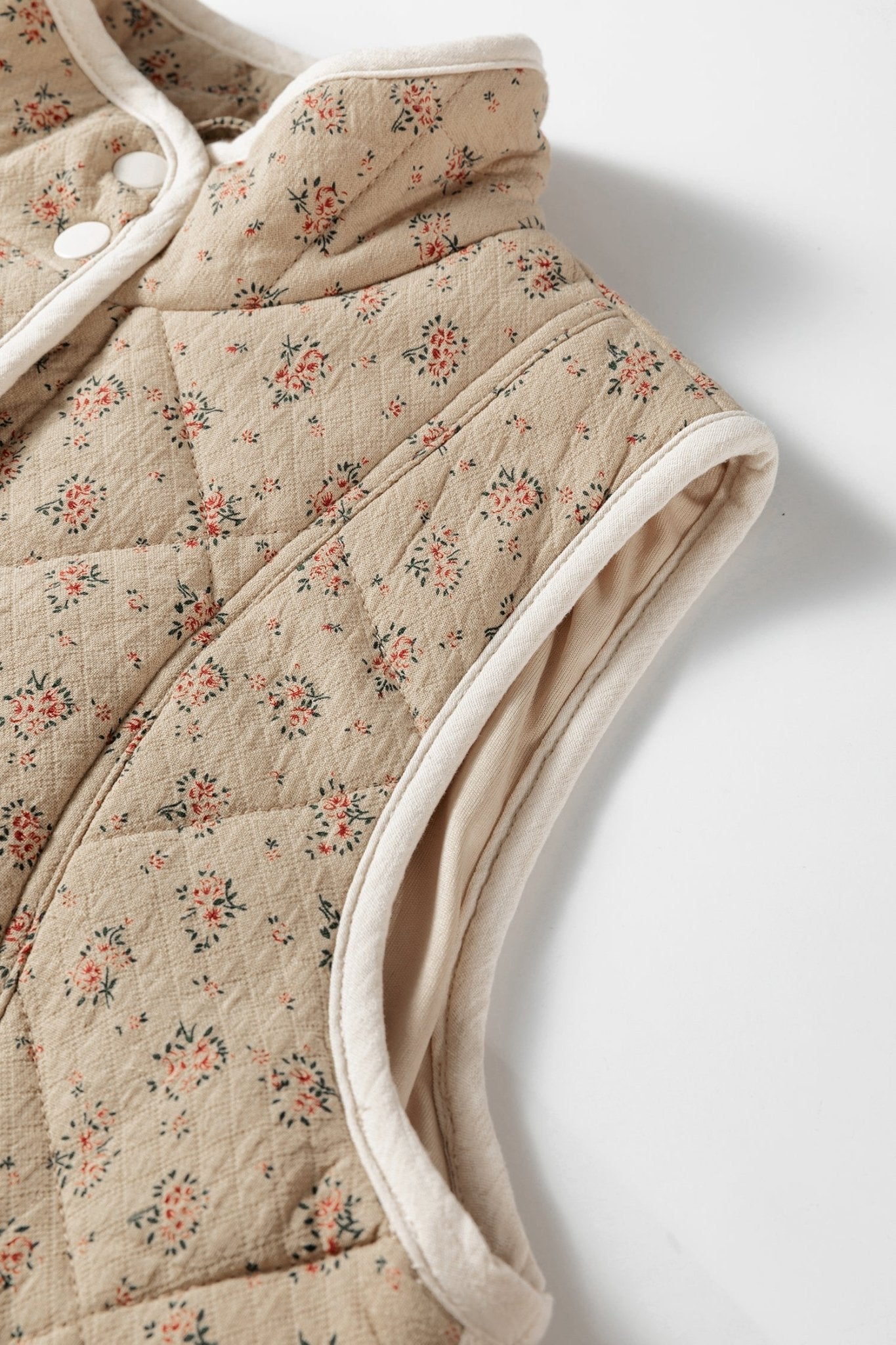 Floral Quilted Button Front Vest - Rooted & Reckless Co.