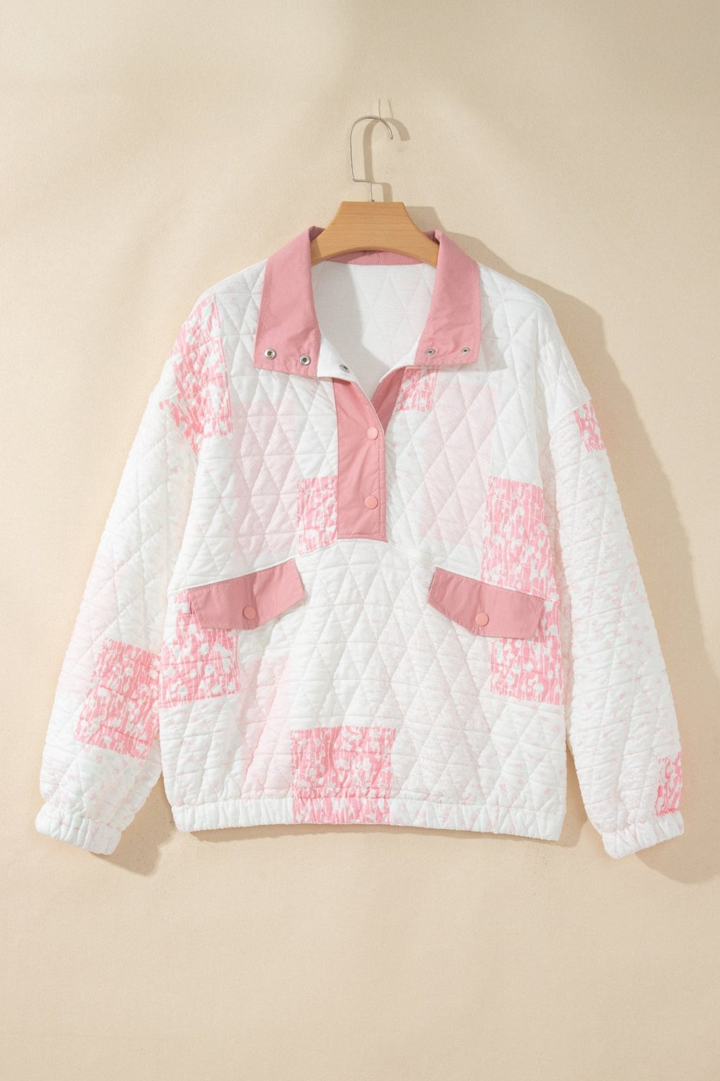 Floral Quilted Half Button Pocket Pullover Sweatshirt - Rooted & Reckless Co.