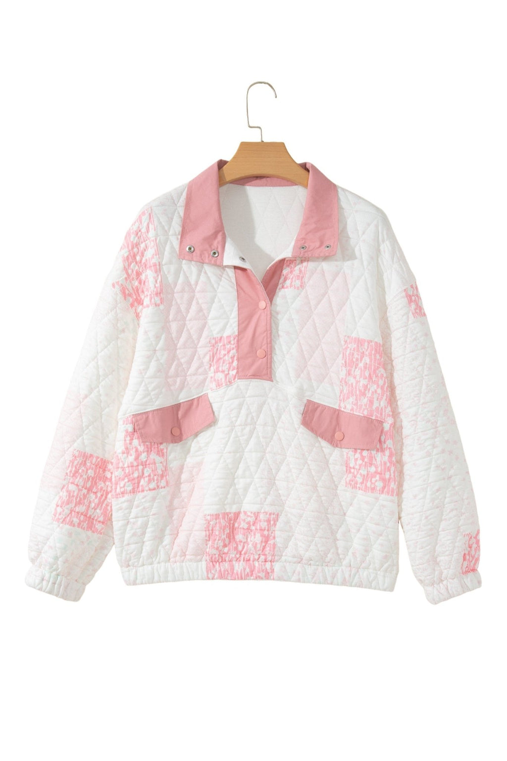 Floral Quilted Half Button Pocket Pullover Sweatshirt - Rooted & Reckless Co.