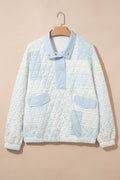 Floral Quilted Half Button Pocket Pullover Sweatshirt - Rooted & Reckless Co.