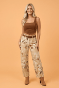 Floral Retro Denim Ankle Barrel Jeans - Rooted & Reckless Co.
