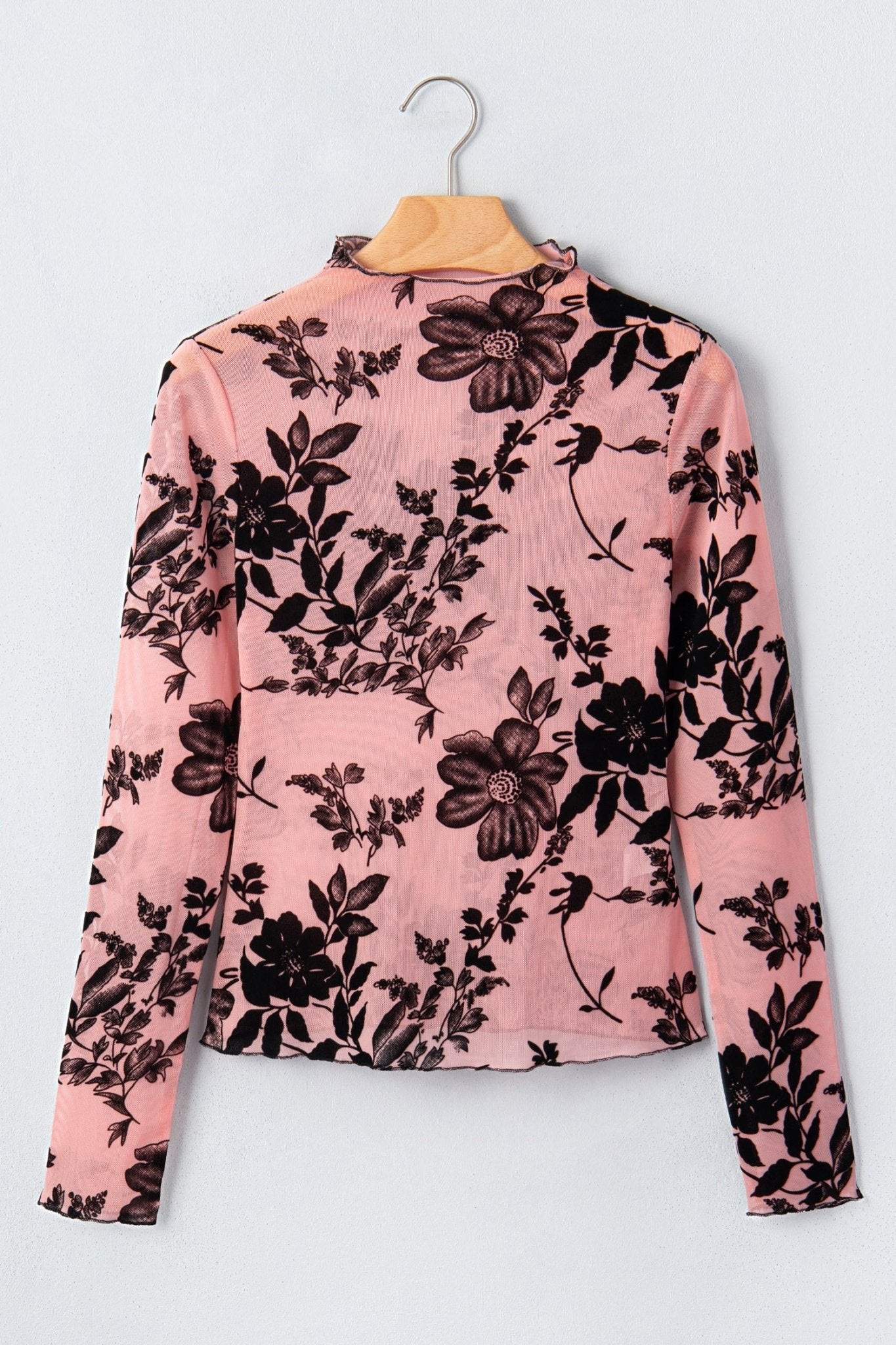 Floral Retro Mesh Long Sleeve Blouse - Rooted & Reckless Co.