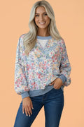 Floral Reverse Seam Drop Shoulder Long Sleeve Top - Rooted & Reckless Co.